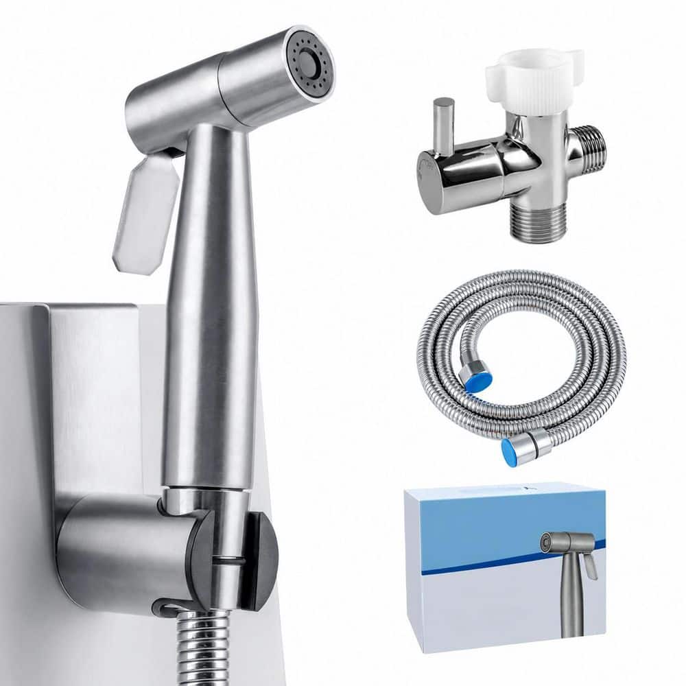 Anqtovp Handheld Bidet Sprayer Attachment w/ Adjustable Water Pressure, Stainless Steel, Easy Installation, Included Accessories (1)