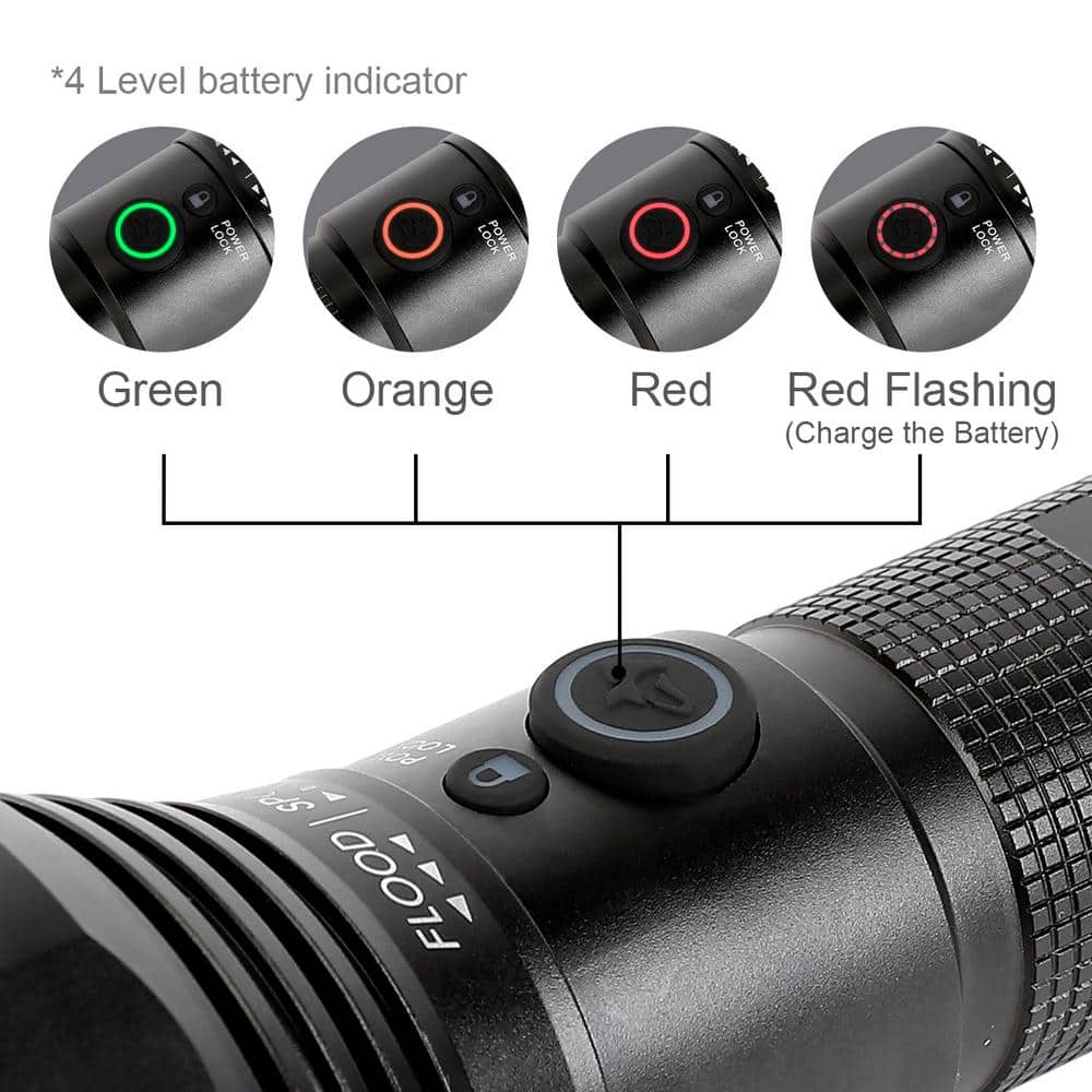 Husky 10000 Lumens Dual Power LED Rechargeable Focusing Aluminum Flashlight (4)