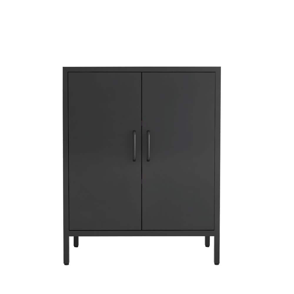 Unbranded 31.5 in. W x 15.75 in. D x 40.16 in. H Black Linen Cabinet with Double-Door and 2-Shelf (1)
