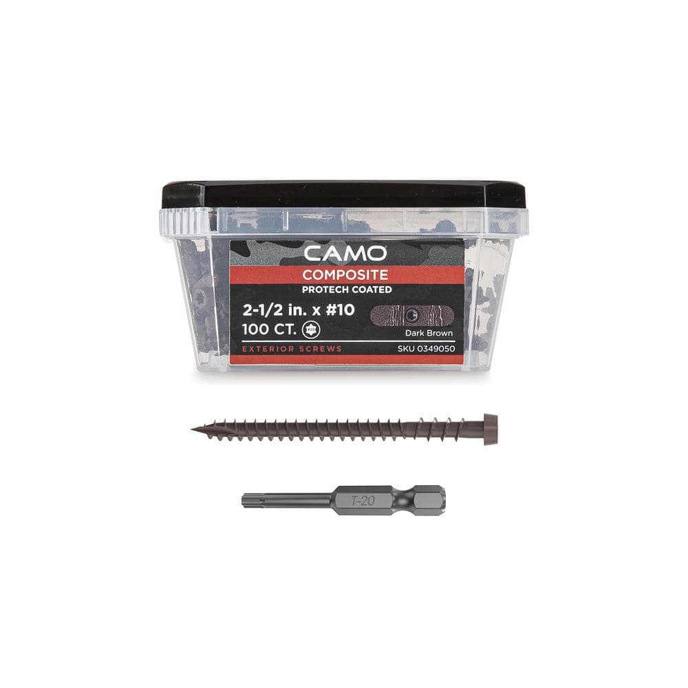 CAMO #10 2-1/2 in. Dark Brown Star Drive Trim-Head Composite Deck Screw (100-Count) (1)