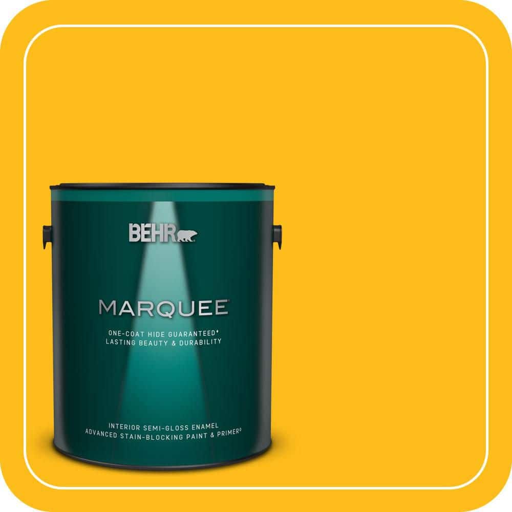 BEHR MARQUEE 1 gal. #P290-7 Laser Lemon Semi-Gloss Enamel Interior Paint & Primer (1)
