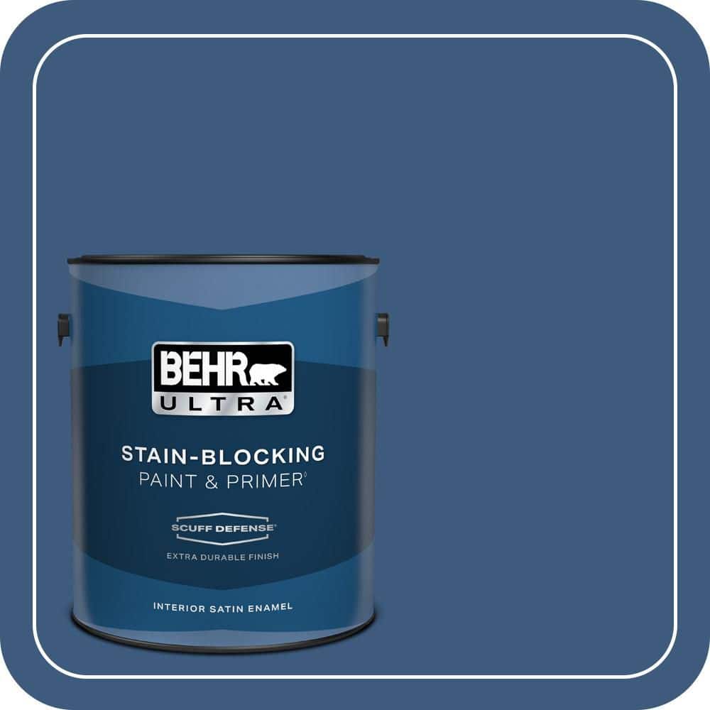 BEHR ULTRA 1 gal. #M520-7 Admiral Blue Extra Durable Satin Enamel Interior Paint & Primer