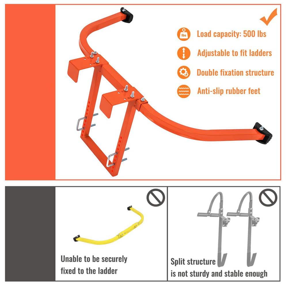 Helhom Ladder Stabilizer, Heavy Duty Steel Ladder Roof Hook Ladder Stabilizer with Wing Span/Wall Extension Accessory (2)