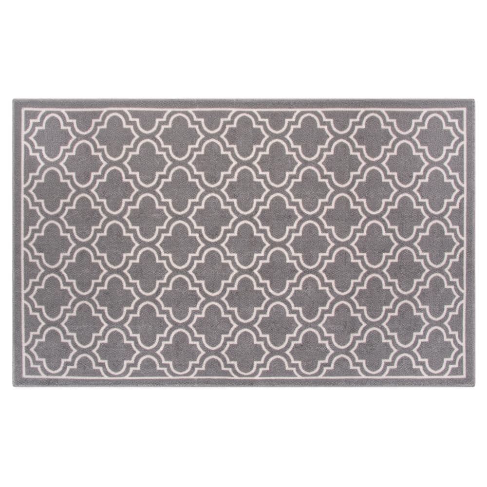 TrafficMaster Trellis Grey 3 ft. x 4 ft. Non-Slip Indoor Area Rug (2)