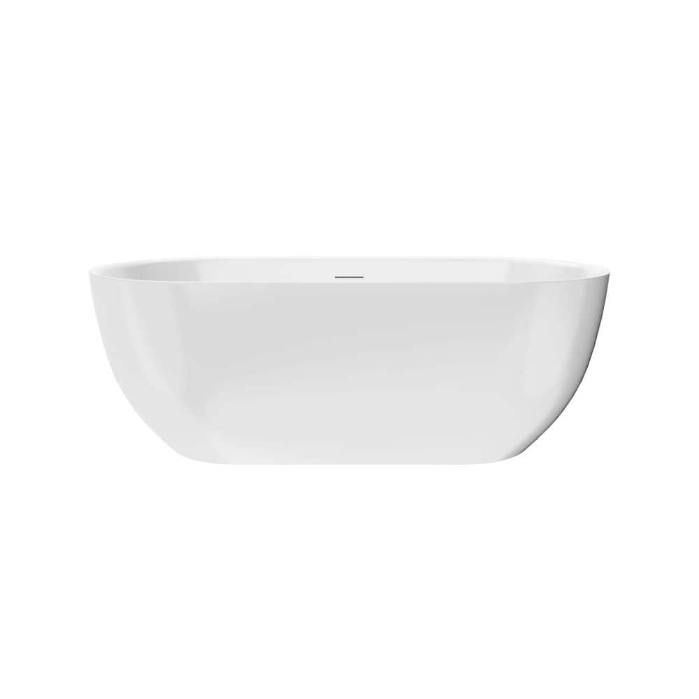 Keayeng 67 in. x 31.5 in. Acrylic Freestanding Flatbottom Soaking Bathtub in White