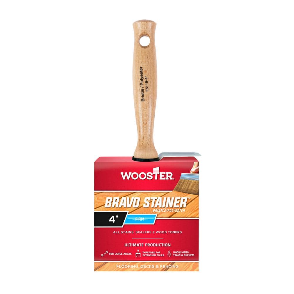 Wooster 4 in. Bristle/Polyester Bravo Stainer Brush