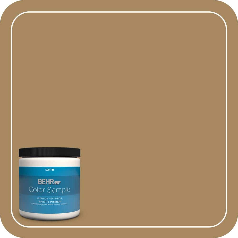 BEHR PREMIUM PLUS 8 oz. #N290-6 Trinket Gold Satin Enamel Interior/Exterior Paint & Primer Color Sample