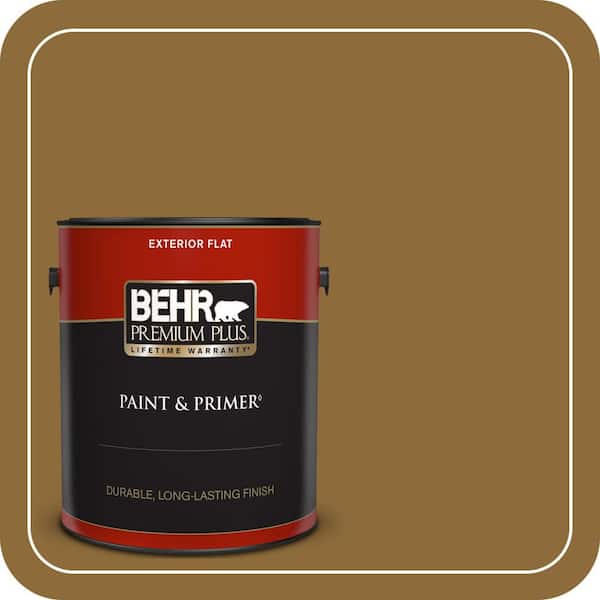 BEHR PREMIUM PLUS #310F-7 Carmel Woods Flat Low Odor & Primer (2)