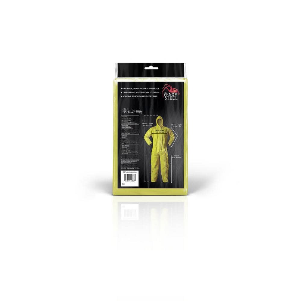 Venom Steel Chemical Splash Unisex XXL Yellow Laminate Painters Coverall with Hood (3)