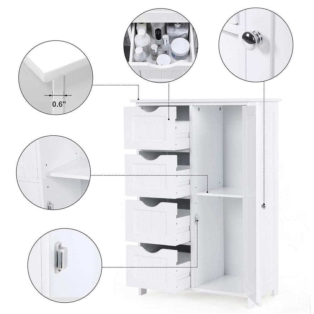 Romatlink 21.7 in. W x 31.9 in. H x 11.8 in. D Single Door Linen Cabinet Waterproof Bathroom Storage Floor Cabinet in White (3)