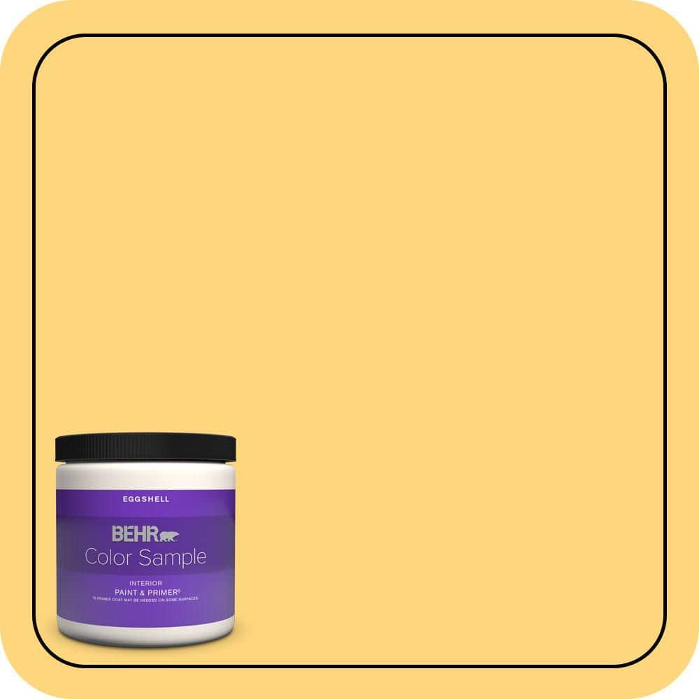 BEHR PREMIUM PLUS 8 oz. #T17-20 Lemon Burst Eggshell Enamel Interior Paint & Primer Color Sample