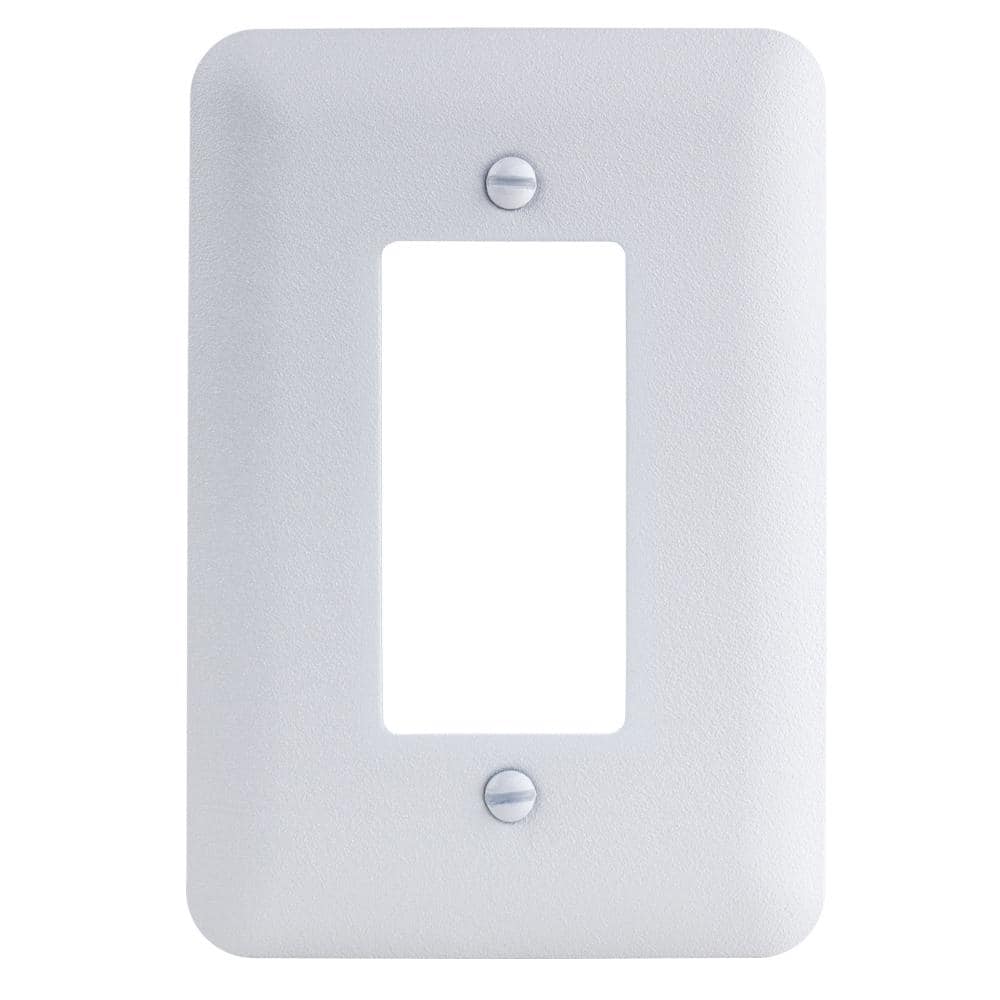 Commercial Electric 1-Gang Rocker Midway/Maxi Sized Metal Wall Plate, White (Textured/Paintable Finish) (1)