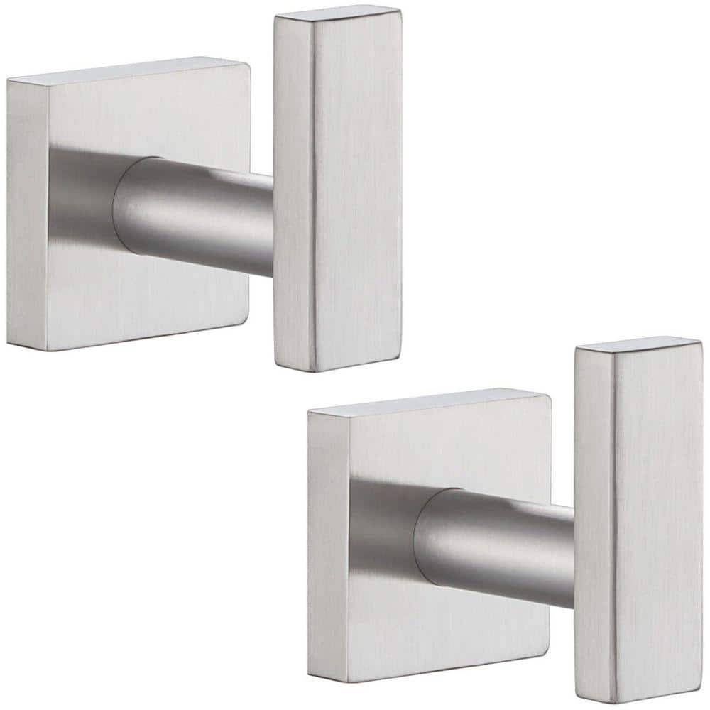 JFVKAF Modern Geometric Wall Mounted Towel Hook in Brushed Nickel, Durable Stainless Steel Bath Robe Holder 2 Pack knob (1)