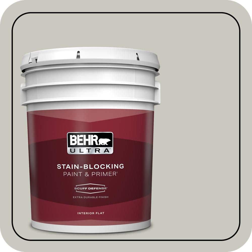 BEHR ULTRA 5 gal. #PPU24-12 Whitewash Oak Extra Durable Flat Interior Paint & Primer