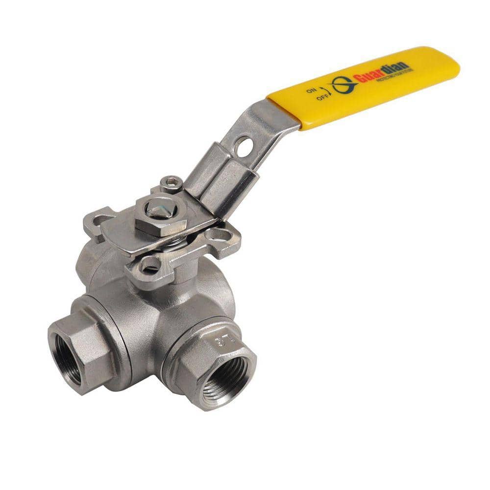 Guardian 1/2 in. 316 Stainless Steel 1000 PSI Reduced T Port Inline 3-Way PTFE Seat Ball Valve