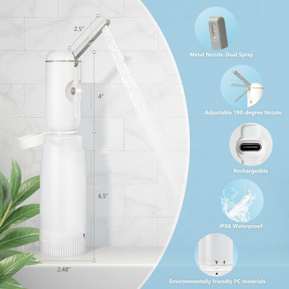 Anqtovp Portable Bidet Attachment with 360ml Water Tank, Dual Spray Modes, IPX6 Waterproof, Travel Bag Included, 1 Piece (3)