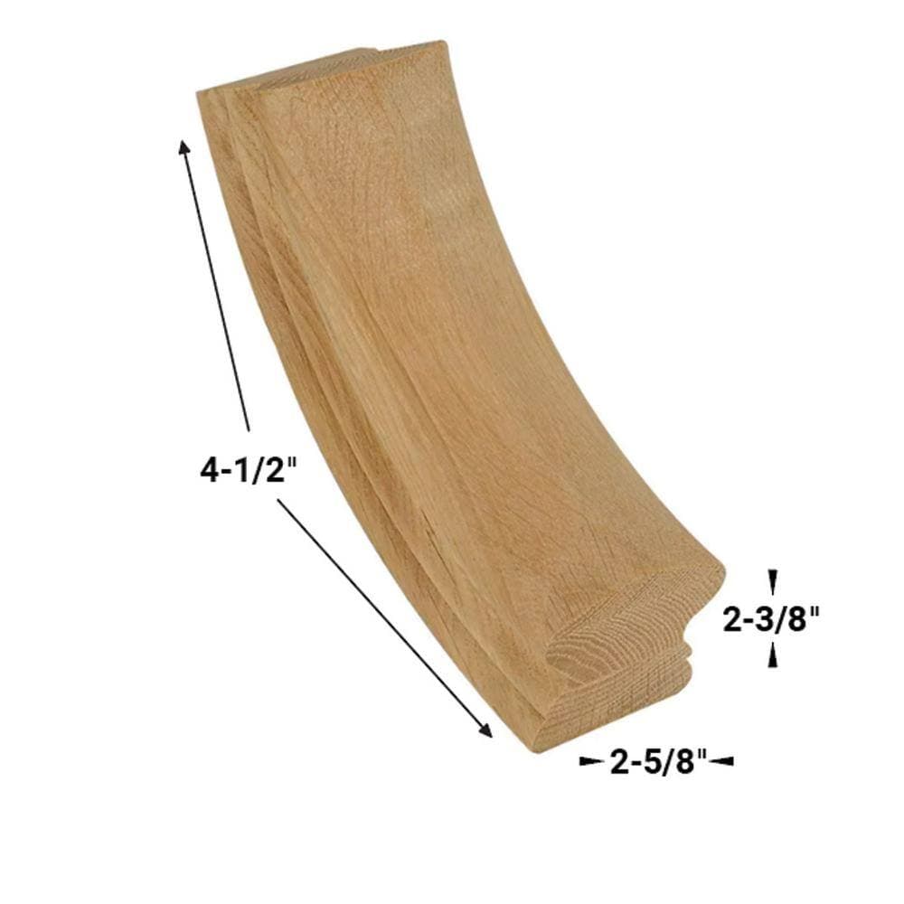 EVERMARK Stair Parts 7512 Unfinished White Oak 60° Up Easing Handrail Fitting (3)