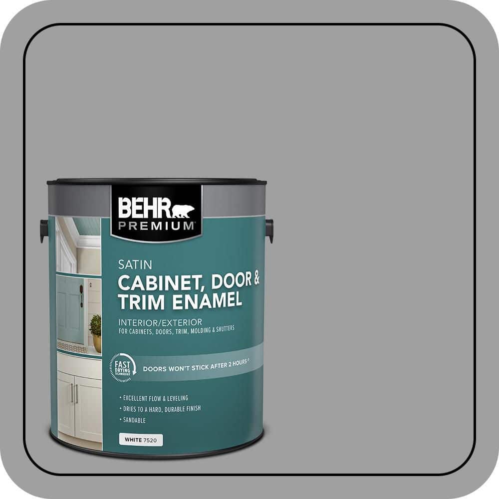 BEHR PREMIUM 1 gal. #PPU26-06 Elemental Gray Satin Enamel Interior/Exterior Cabinet, Door & Trim Paint