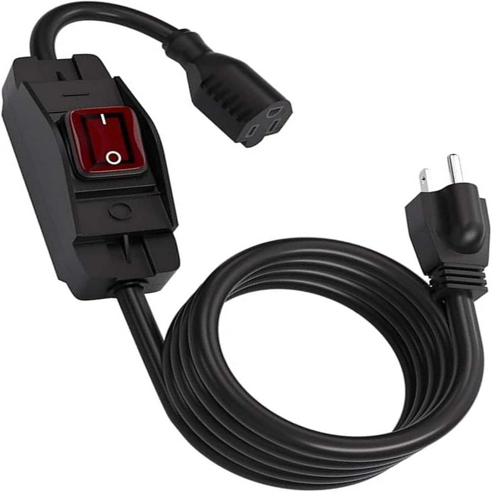 HIITIO Heavy-Duty Power Extension Cable 6 ft. 14 / 3 SJTW Outdoor Extension Cord with Waterproof On / Off Switch, Black