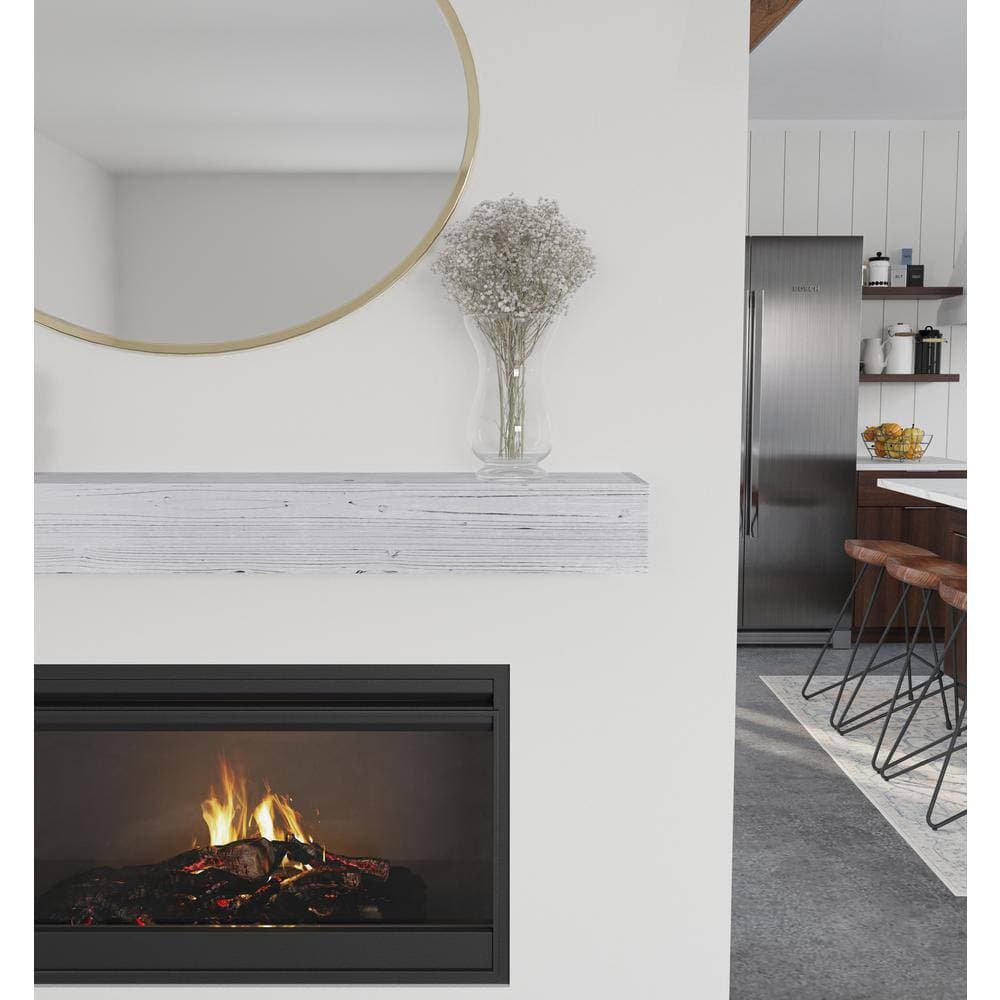 Dogberry Weathered Beam 60 in. Rustic White Cap-Shelf Mantel (2)