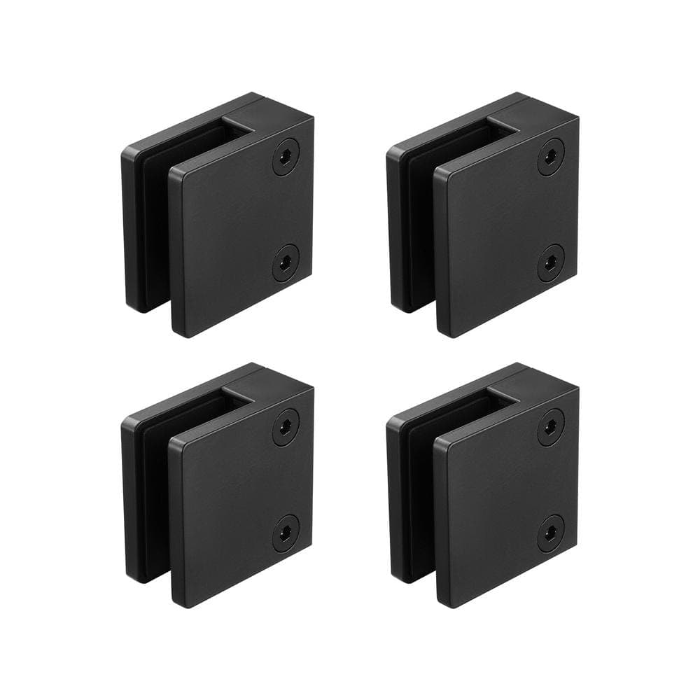 SVOPES Glass Clamp, 1.02 in. H x 2.17 in. W, Black, Square Stainless Steel Railing Bracket Tempered Glass, Stair Railing Kit (1)