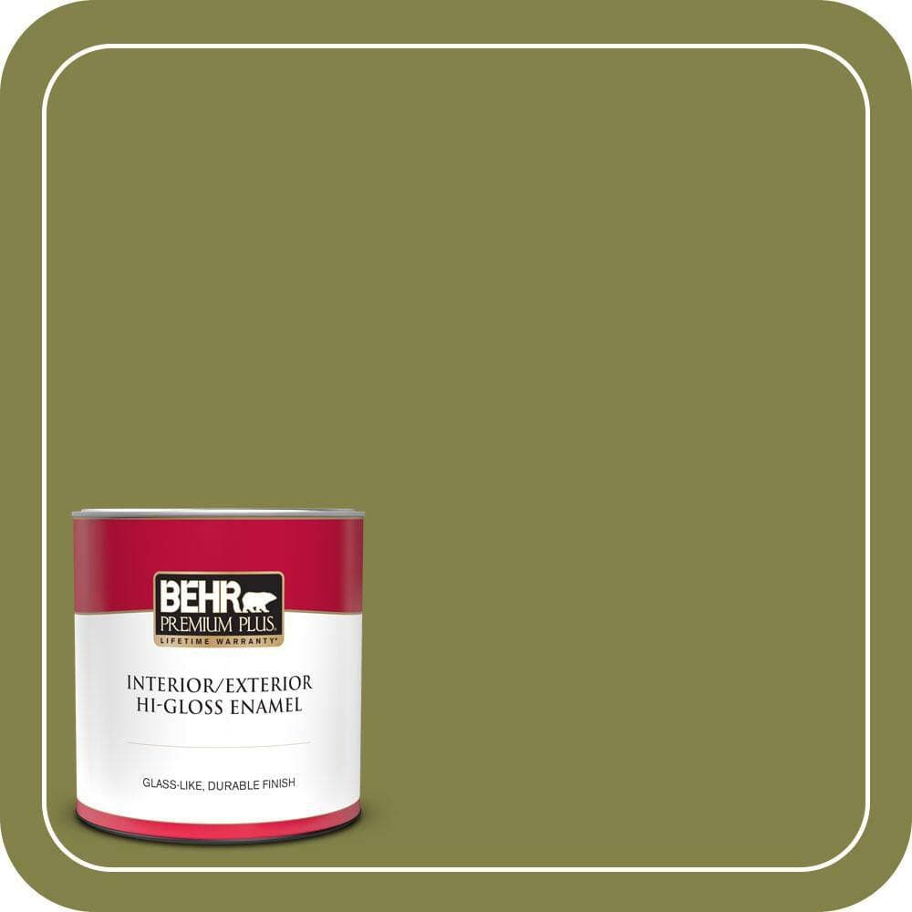 BEHR PREMIUM PLUS 1 qt. #MQ6-61 Basil Chiffonade Hi-Gloss Enamel Interior/Exterior Paint & Primer (1)