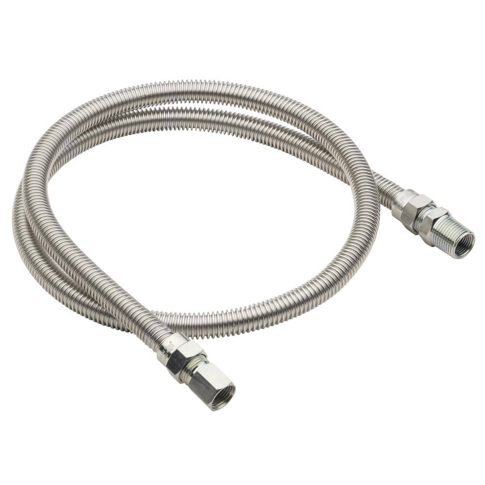 HOMEWERKS ½ in. MIP x ¾ in. FIP x 48 in. Stainless Steel Gas Connector 1/2 in. O.D. x 3/8 in. I.D