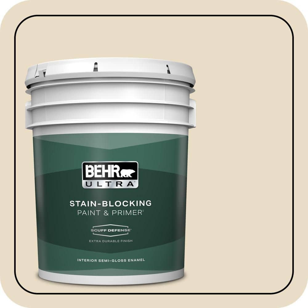 BEHR ULTRA 5 gal. #N290-2 Authentic Tan Extra Durable Semi-Gloss Enamel Interior Paint & Primer