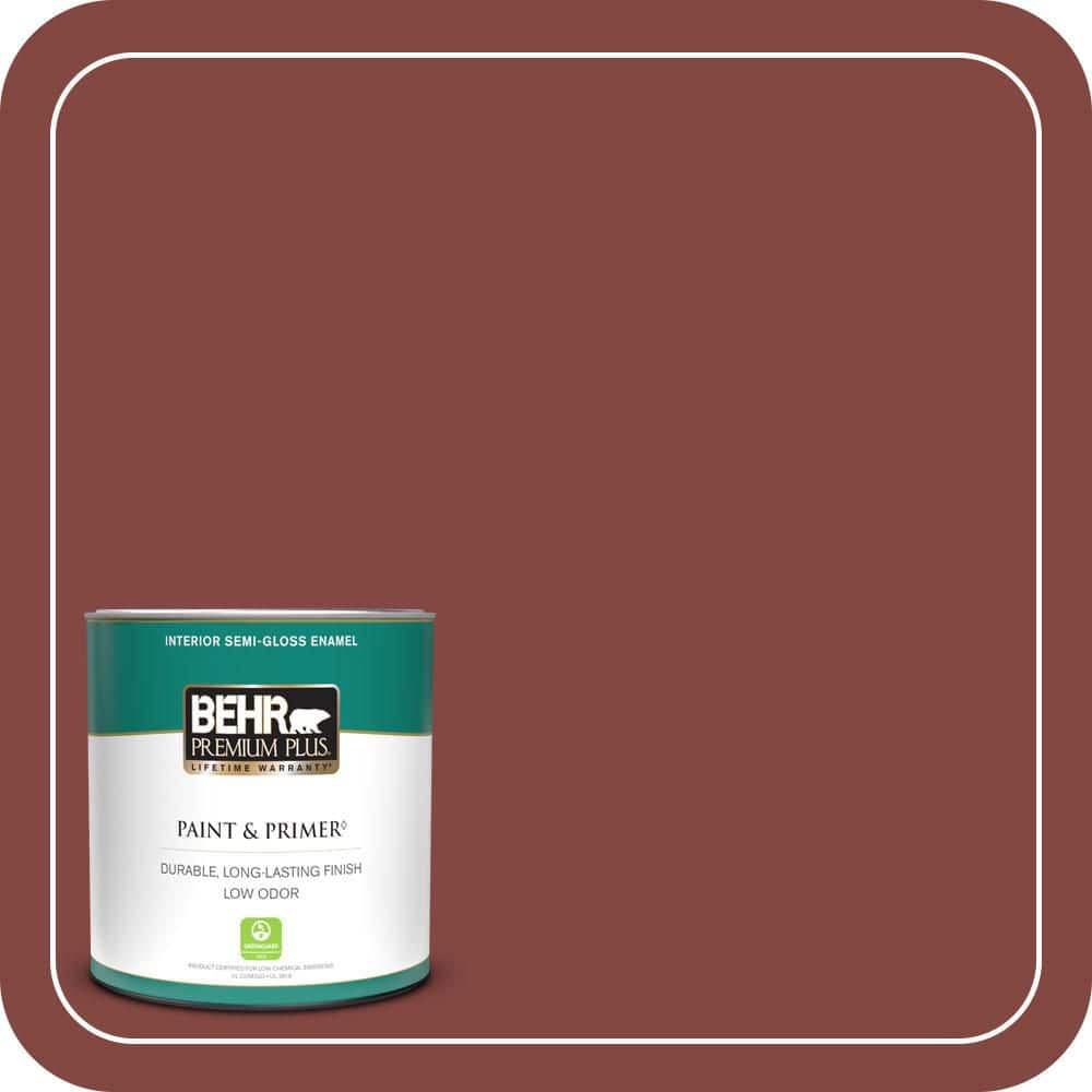 BEHR PREMIUM PLUS 1 qt. #S-H-170 Red Brick Semi-Gloss Enamel Low Odor Interior Paint & Primer