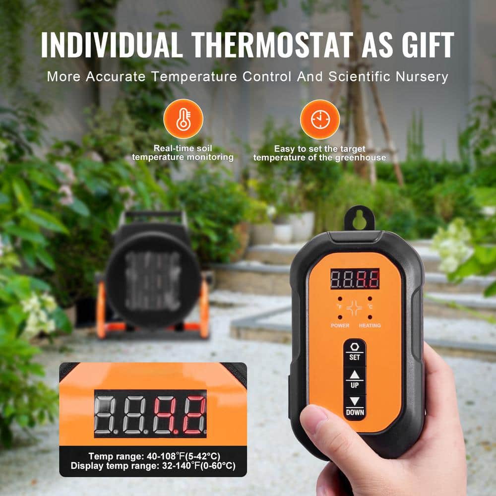 SVOPES Greenhouse Heater with Thermostat, 1500 W PTC Fast Heating, Electric Space Heater 3-Speed Fan for Grow Tent, Flower Room (3)