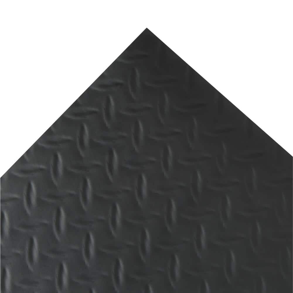 TrafficMaster 7.5 ft. W x 14 ft. L Midnight Black Diamond Plate Commercial Vinyl PVC Garage Flooring (4)