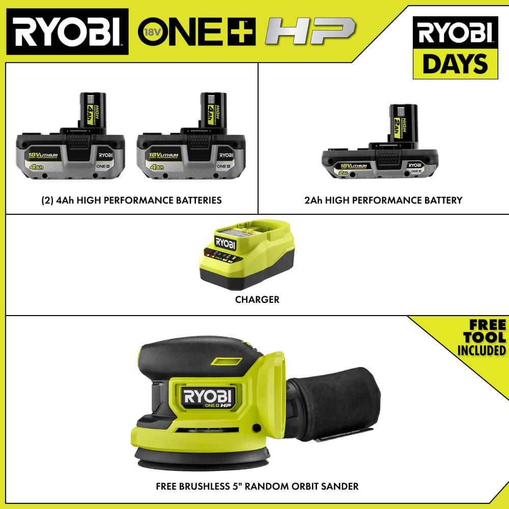 RYOBI ONE+ HP 18V Brushless Cordless 5in ROS Kit w/3 Batteries (2)
