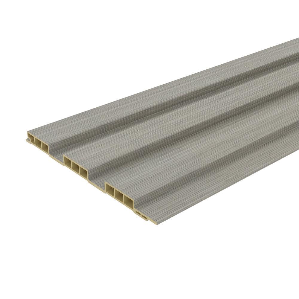 NewTechWood Sample-Walls 9/16 in. 2/3 ft. Medium Raised KPT Gray Square Edge Recycled PVC Decorative Wall Panel (1)