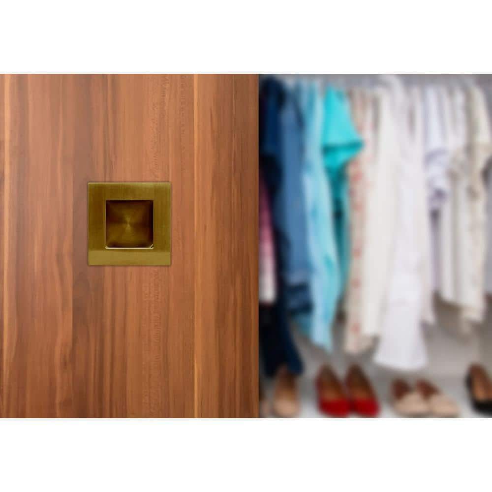 INOX FHIX 2-3/4 in. Satin Brass PVD Stainless Steel Square Flush Cup Pull (10-Pack) (2)