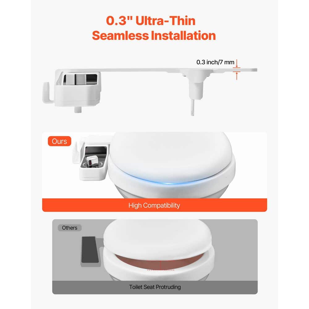 SVOPES Bidet Part Bidet Attachment for Toilet, Hot & Cold Water Sprayer, Dual Retractable Nozzles, Adjustable Water Pressure (3)