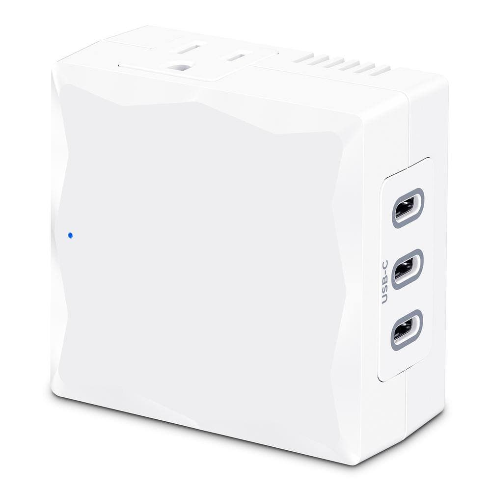 CyberPower 2-Outlet Wall Tap Surge Protector with 3-USB-C Ports, White (3)