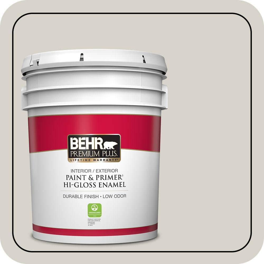 BEHR PREMIUM PLUS 5 gal. #PPU25-10 Soft Secret Hi-Gloss Enamel Interior/Exterior Paint & Primer (1)