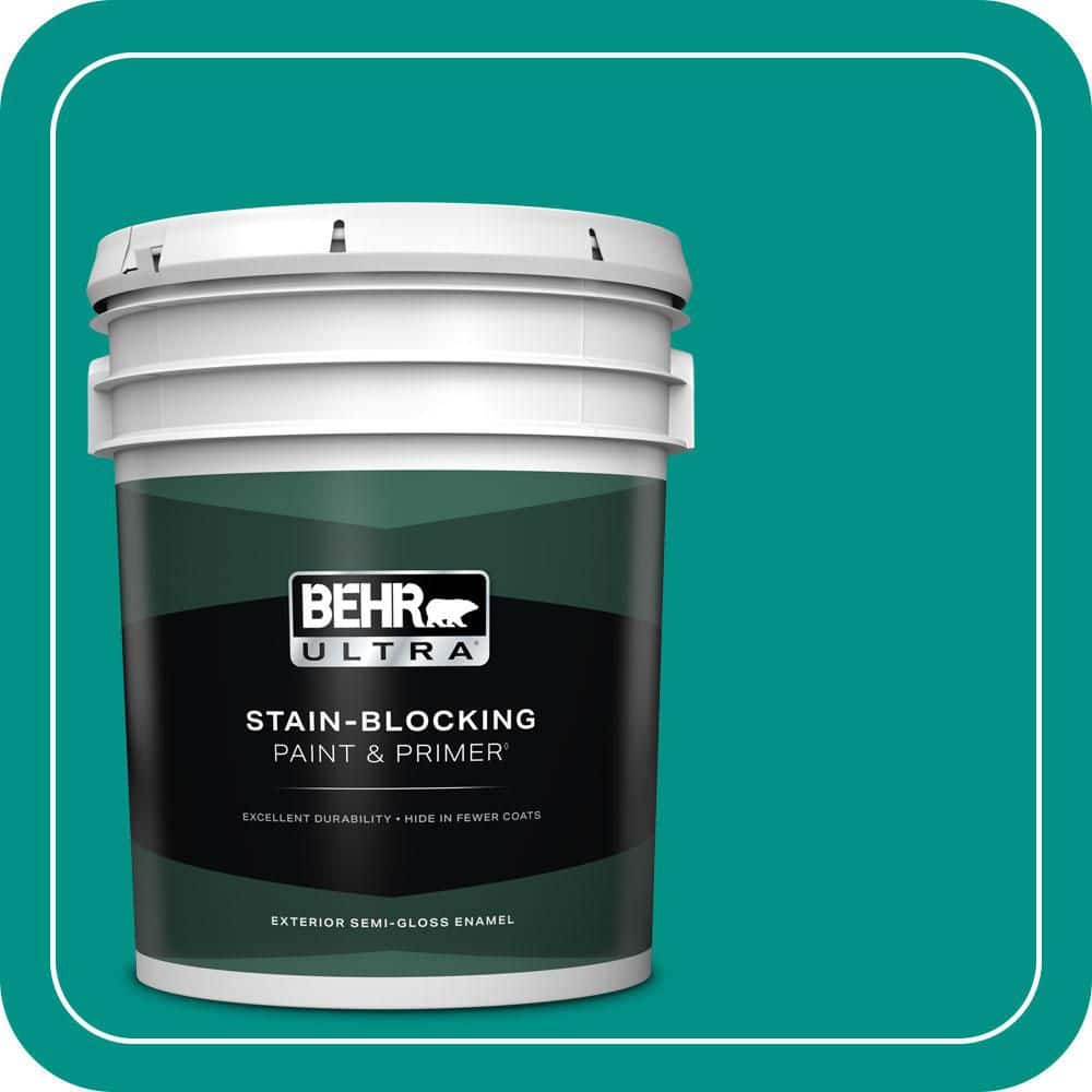BEHR ULTRA 5 gal. #490B-6 Emerald Coast Semi-Gloss Enamel Exterior Paint & Primer