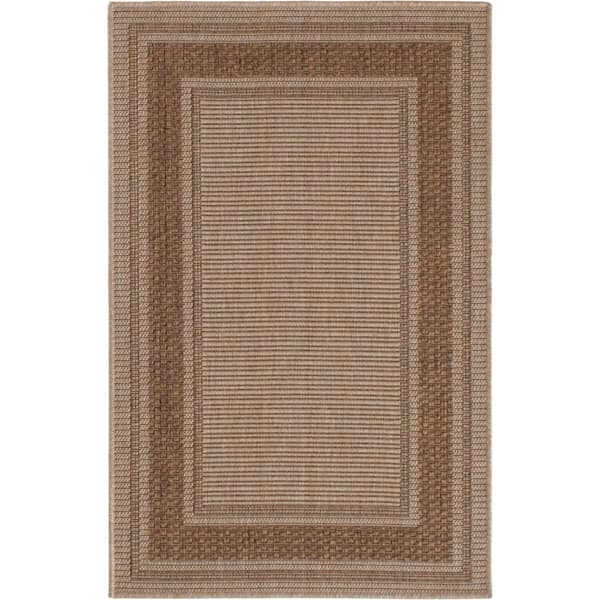 TrafficMaster Brown Beige Border 3 ft. x 4 ft. Rectangle Indoor Runner Rug