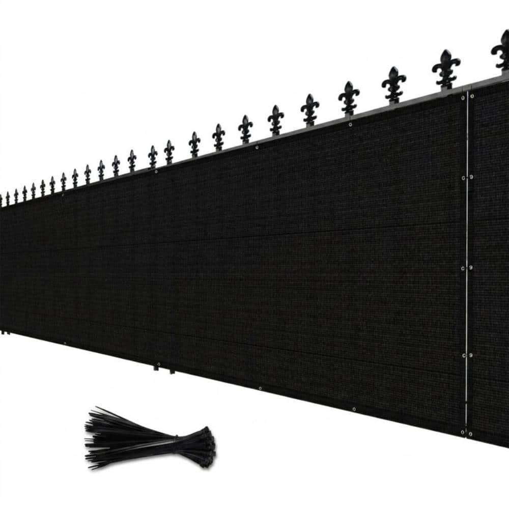 Unbranded 4 ft. x 50 ft. Fence Privacy Screen Mesh Wind Block with Grommets, Black