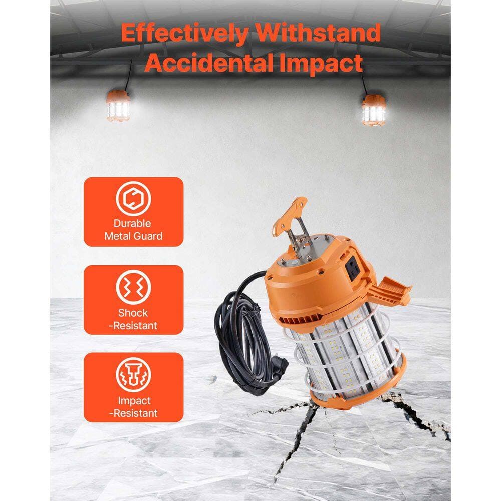 VEVOR 100W LED Temporary Work Light, 14400 lm, 5000K, Durable and Water-Resistant, Connect up to 8 Units Ceiling/Stand Mount (2)