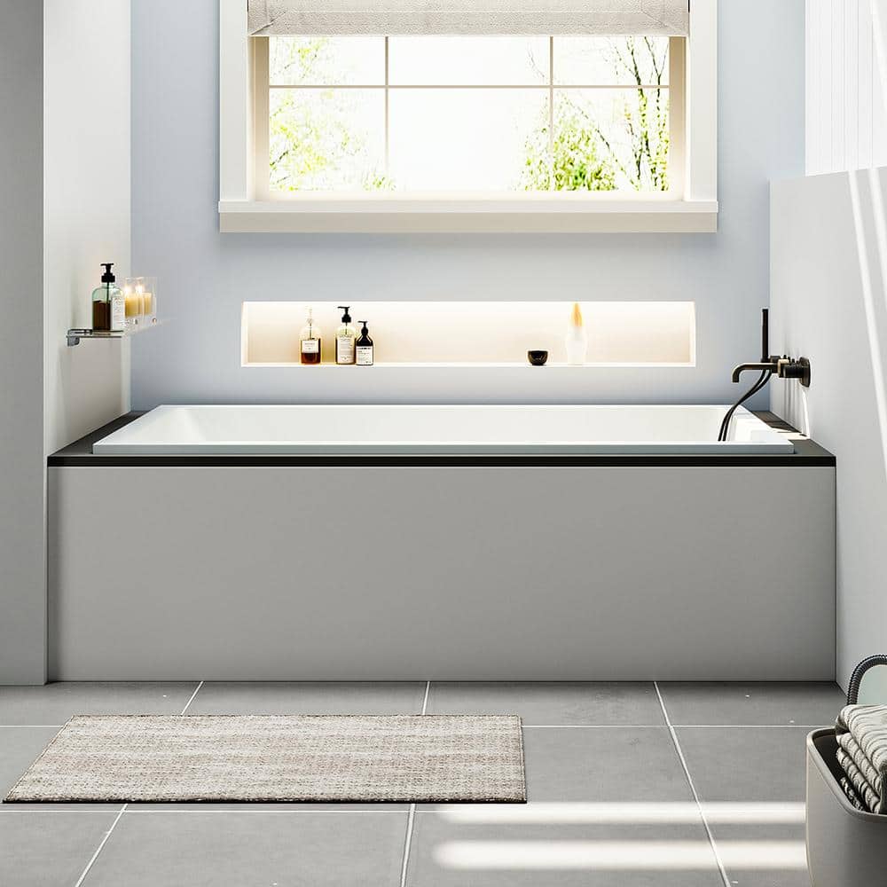 Eviva Teddy Drop-in 59 in. x 32 in. Acrylic Flatbottom Bathtub in White (No Drain) (1)