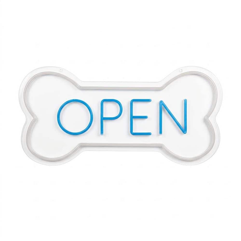 Afoxsos Neon Open Sign Dog Bone Shape Acrylic LED Neon Light Wall Window Decor for Pet Shop Bar Salon Business Hotel (1)