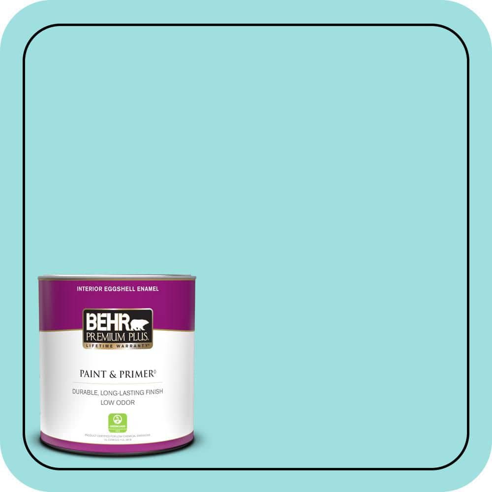 BEHR PREMIUM PLUS 1 qt. #P460-2 Tropical Waterfall Eggshell Enamel Low Odor Interior Paint & Primer (1)