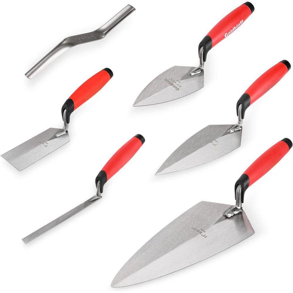 KIWDZFU 11 x 5-1/2 Philadelphia Brick Trowel with Ergonomic Handle, 6-Piece Masonry Hand Tool Set for Professional Use (1)