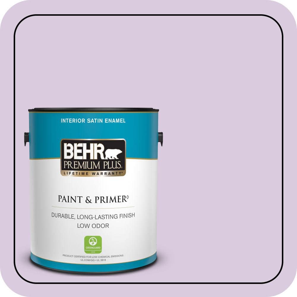 BEHR PREMIUM PLUS 1 gal. #660C-2 Violet Mist Satin Enamel Low Odor Interior Paint & Primer