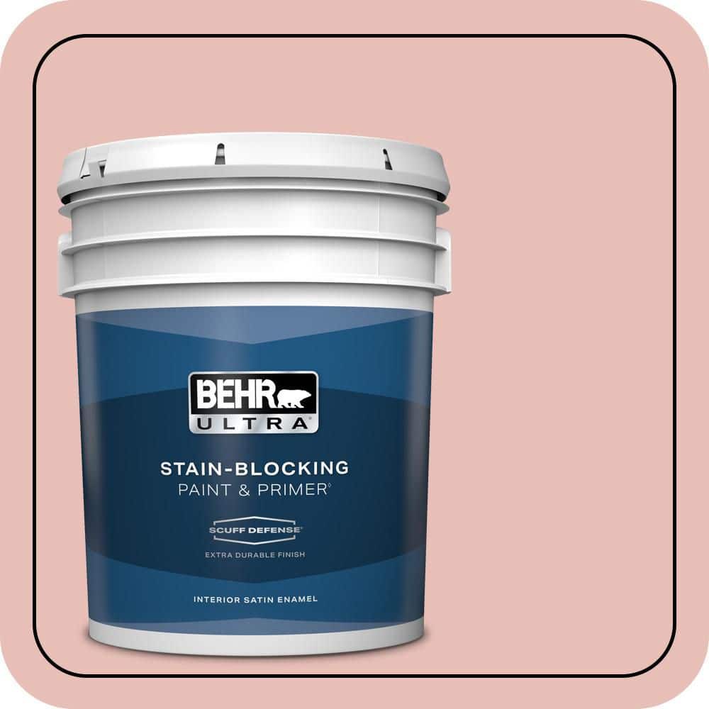BEHR ULTRA 5 gal. #T18-01 Positively Pink Extra Durable Satin Enamel Interior Paint & Primer