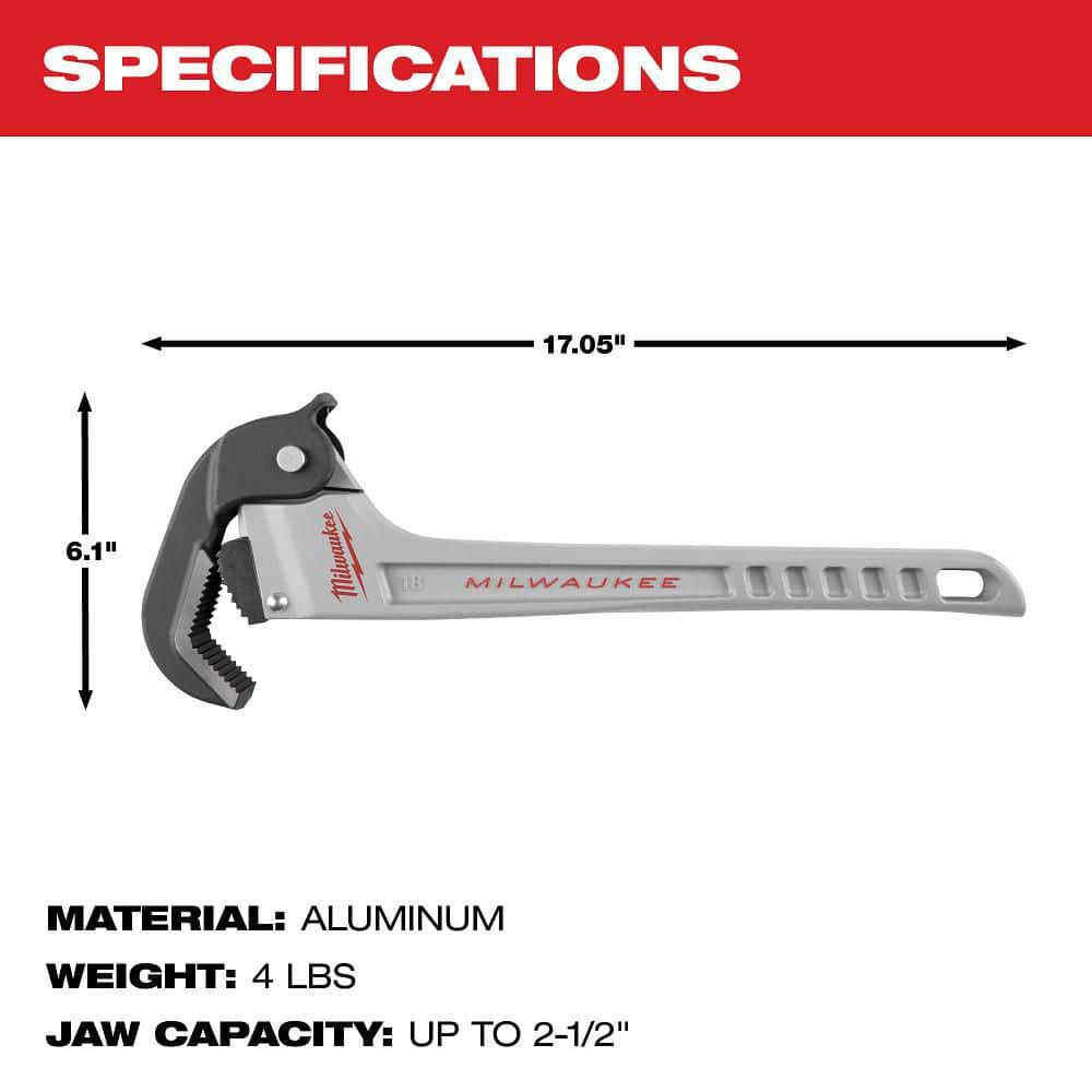 Milwaukee Self-Adjusting Aluminum Pipe Wrench (4)