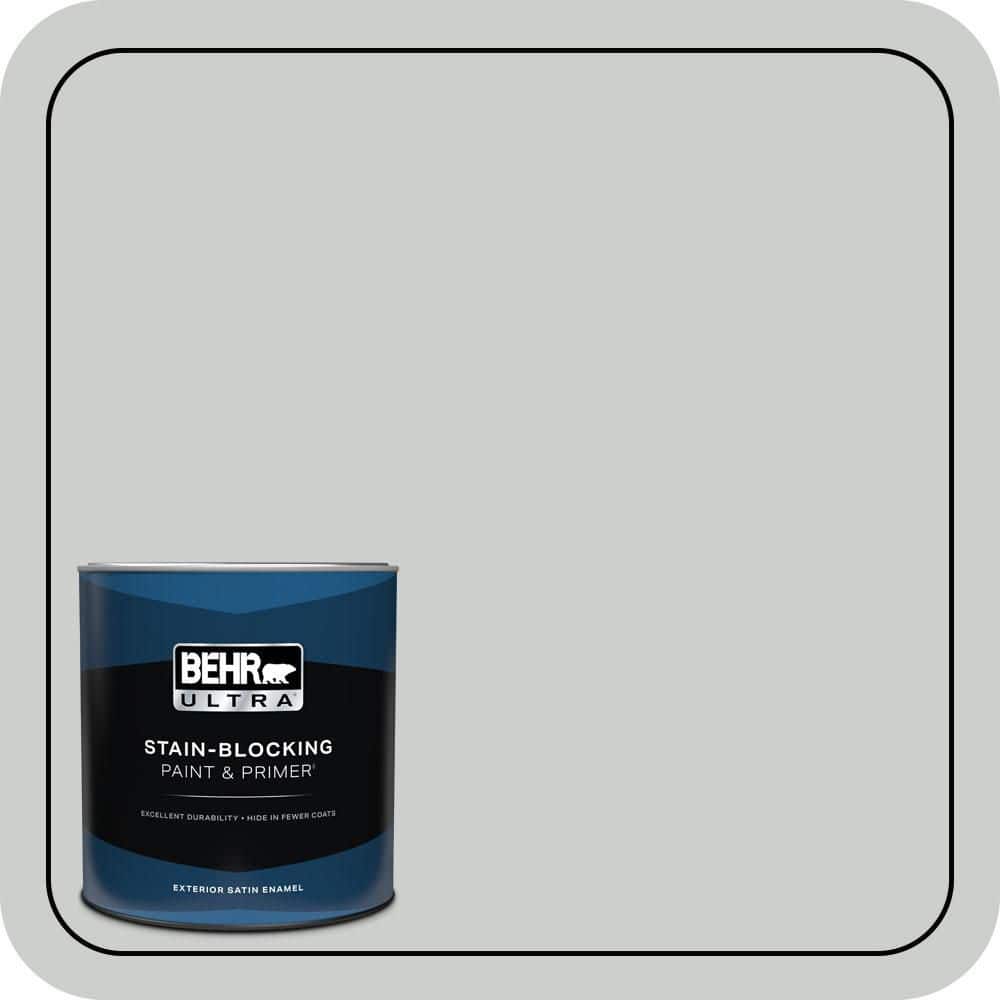 BEHR ULTRA 1 qt. #N460-2 Planetary Silver Satin Enamel Exterior Paint & Primer