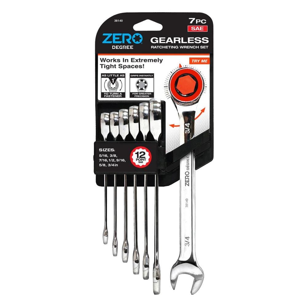 Zero Degree Gearless Ratcheting Wrench Set - SAE (7-Piece) (2)
